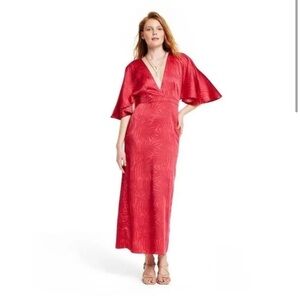 Fe Noel x Target Palm Leaf Contrast Exaggerated Flutter Sleeve Maxi Dress - NWT